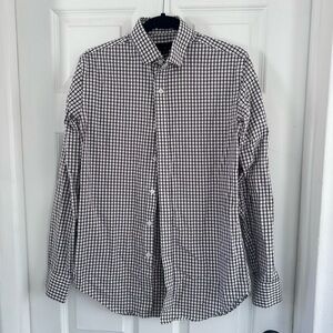 J. Crew Men's Red and White Plaid Shirt